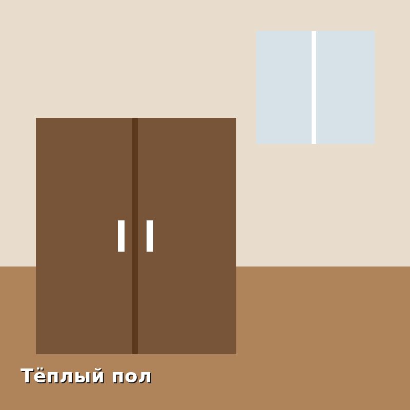 Тёплый пол. Кабель в стяжке, терморегулятор у двери. Сергей Волков, Москва